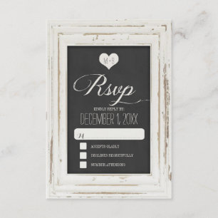 Cartão RSVP de Casamento de Chalk de Frame Russo B