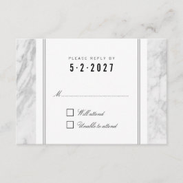 Cartão RSVP de Casamento de Cinza Branca Elegante