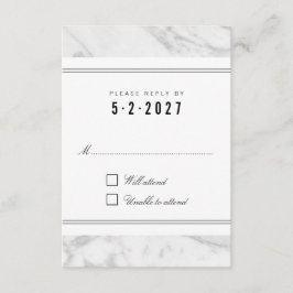 Cartão RSVP de Casamento de Cinza Branca Elegante