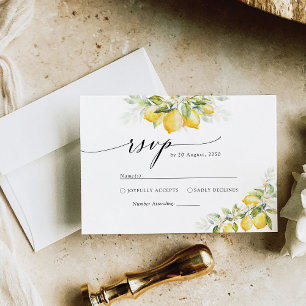 Cartão RSVP de Casamento de Citros Verde Lemon
