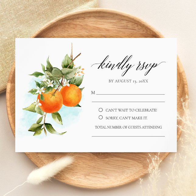 Cartão RSVP de Casamento de Citrus Calliografia La (Criador carregado)