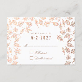Cartão RSVP de Casamento de Cobre do Autumn Elegan