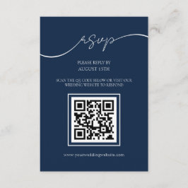 Cartão RSVP de Casamento de Código QR Azul de Mari