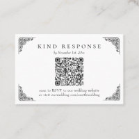 Cartão RSVP de Casamento de Código QR Clássico Ele