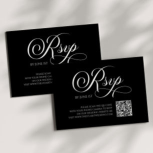 Cartão RSVP de Casamento de Código QR Clássico Ele
