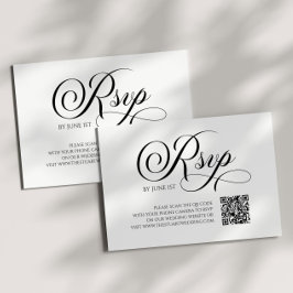 Cartão RSVP de Casamento de Código QR Clássico Ele