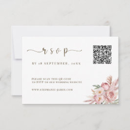Cartão RSVP de Casamento de Código QR com Florais 