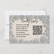 Cartão RSVP de Casamento de Código QR de Diamond D