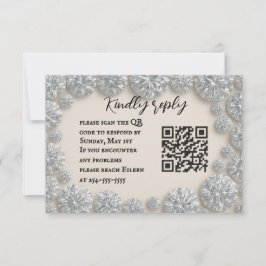 Cartão RSVP de Casamento de Código QR de Diamond D