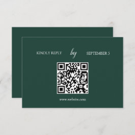 Cartão RSVP de Casamento de Código QR de Emerald V