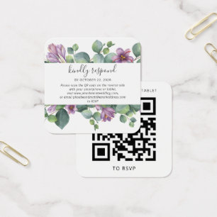 Cartão RSVP de Casamento de Código QR de Eucalyp