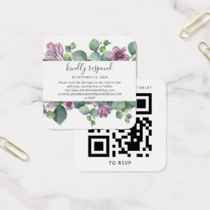Cartão RSVP de Casamento de Código QR de Eucalyptu