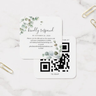Cartão RSVP de Casamento de Código QR de Eucalyptu