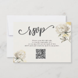 Cartão RSVP de Casamento de Código QR de Peony Dou