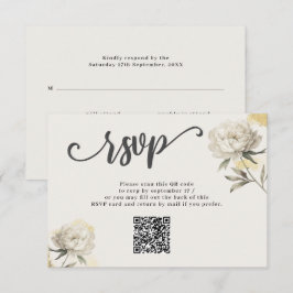 Cartão RSVP de Casamento de Código QR de Peony Dou