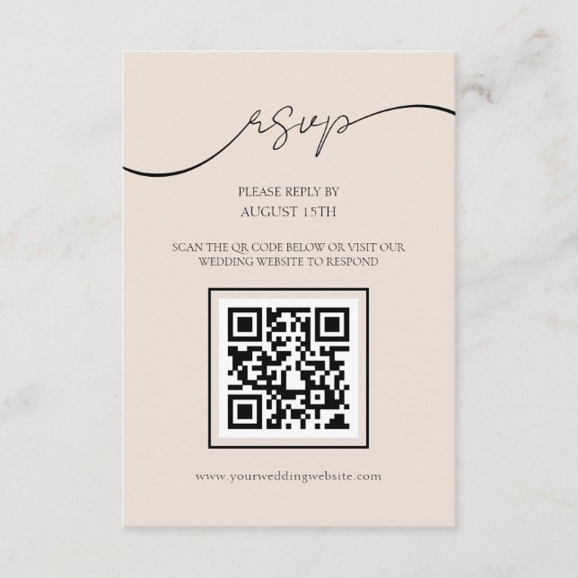 Cartão RSVP de Casamento de Código QR de Script El (Frente)