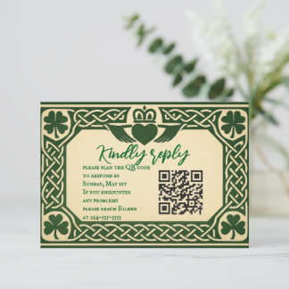 Cartão RSVP de Casamento de Código QR de Selo Gaél