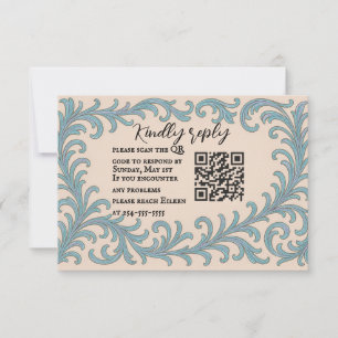 Cartão RSVP de Casamento de Código QR de Vow Iride