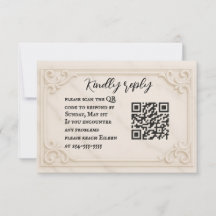 Cartão RSVP de Casamento de Código QR do Marble Mo