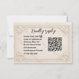 Cartão RSVP de Casamento de Código QR do Marble Mo