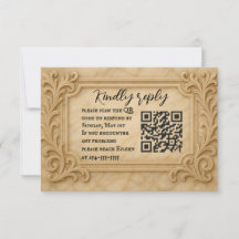 Cartão RSVP de Casamento de Código QR do Marble Mo