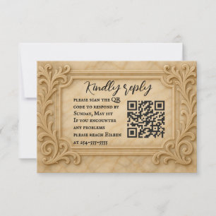 Cartão RSVP de Casamento de Código QR do Marble Mo