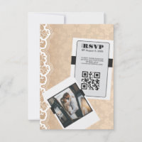 Cartão RSVP de Casamento de Código QR Elegante