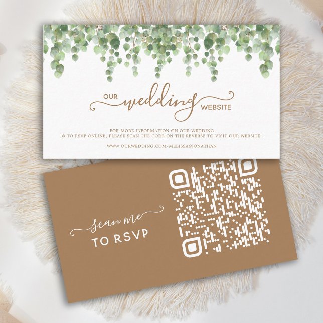 Cartão RSVP de Casamento de Código QR Eucalyptus p (Criador carregado)