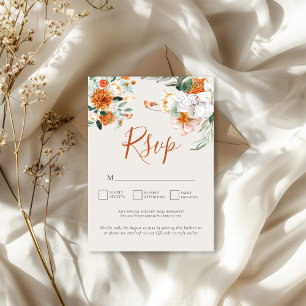Cartão RSVP de Casamento de Código QR Floral do Or
