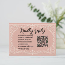 Cartão RSVP de Casamento de Código QR Heirloom Ros