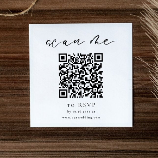 Cartão RSVP de Casamento de Código QR mínimo (Criador carregado)