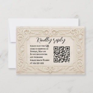 Cartão RSVP de Casamento de Código QR Mística Marb