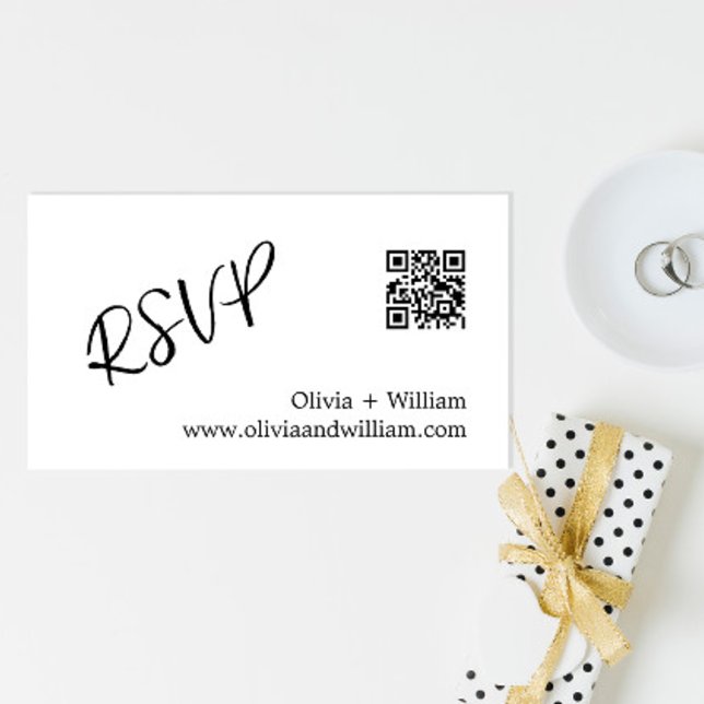 Cartão RSVP de Casamento de Código QR Moderno (Criador carregado)