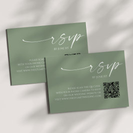 Cartão RSVP de Casamento de Código QR Verde de Sag