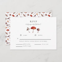 Cartão RSVP de Casamento de Cogumelos Encantados