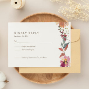 Cartão RSVP de Casamento de Cores de Água Selvagen