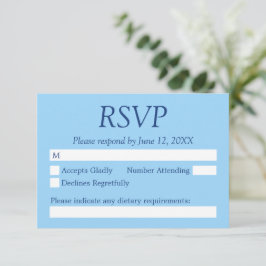 Cartão RSVP de Casamento de Cornflower Blue