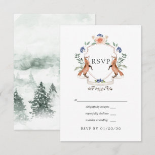 Cartão RSVP de Casamento de Crest Laurel Woodcolo