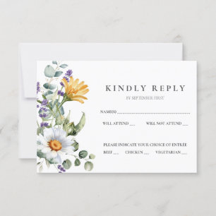 Cartão RSVP de Casamento de Daisies Brancas