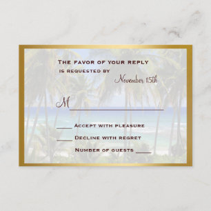 Cartão RSVP de Casamento de Destino Tropical