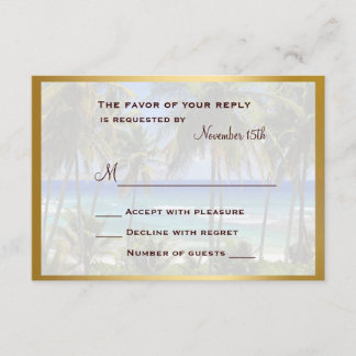 Cartão RSVP de Casamento de Destino Tropical