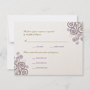 Cartão RSVP de Casamento de Espirais Roxos Boho