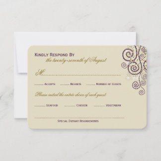 Cartão RSVP de Casamento de Espirais Roxos na moda