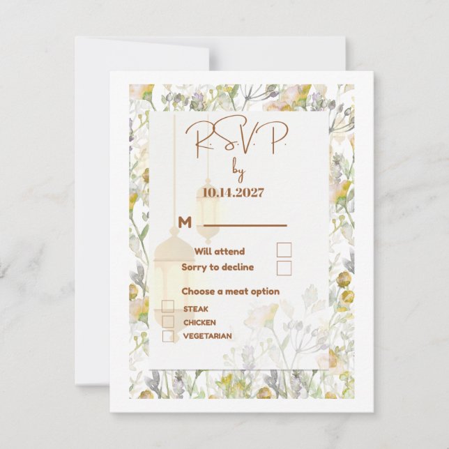 Cartão RSVP de Casamento de Estilo de Farmhouse (Frente)
