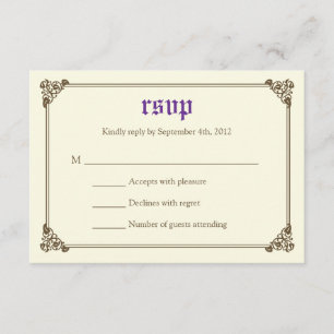 Cartão RSVP de Casamento de Fairytale - Púrpura