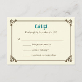 Cartão RSVP de Casamento de Fairytale - Teal