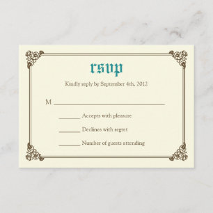Cartão RSVP de Casamento de Fairytale - Teal