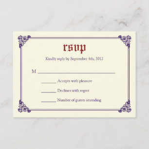 Cartão RSVP de Casamento de Fairytale - Vermelho/R