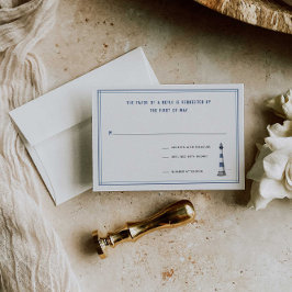 Cartão RSVP de Casamento de Farol Náutico