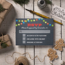 Cartão RSVP de Casamento de Feriado de Chalkboard